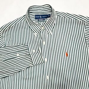 Ralph Lauren Green Stripe Long Sleeve Button Down Cotton Shirt Large